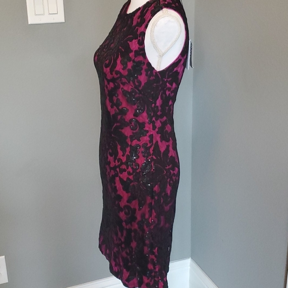 Diane Von Furstenberg DVF hot pink and black sequin shift dress - Picture 6 of 11